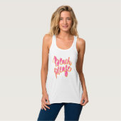 BEACH PLEASE | Pink & Orange Typography & Quote Tank Top (Front Full)