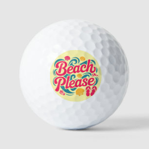 Beach Please Retro Graphic: Pink Typography Golf Balls