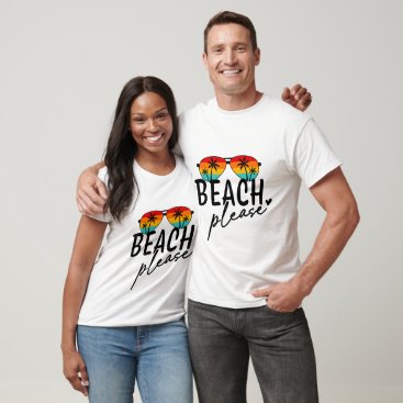 Beach Please Retro Typography Summer Beach T-Shirt