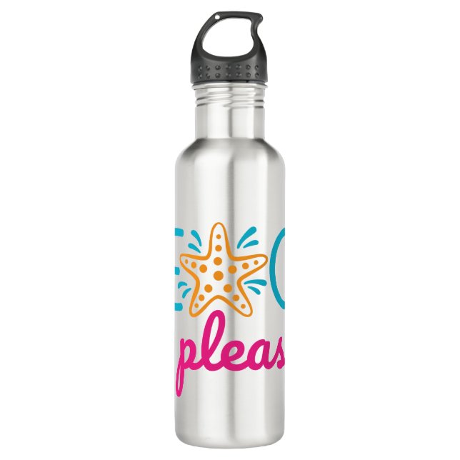 Beach Please Stainless Steel Water Bottle (Front)