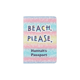 Beach Please Summer Vacation Whimsical Typography Passport Holder