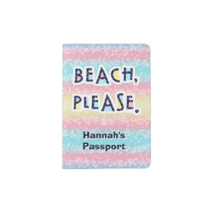 Beach Please Summer Vacation Whimsical Typography Passport Holder