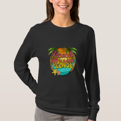 Beach Please Summer Vibes Leopard Holiday  T_Shirt
