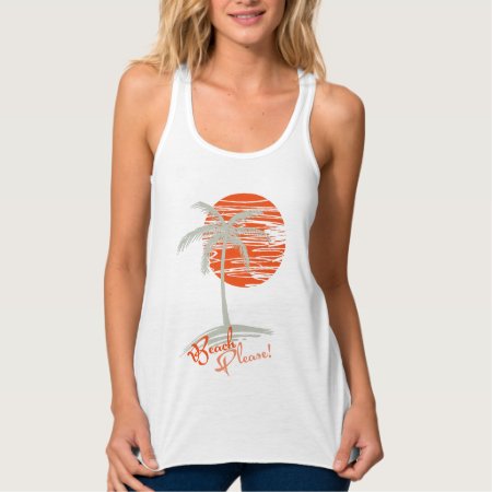 Beach Please! Sunset And Palm Tree Tank Top