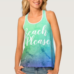 Beach Please Teal Aqua Ombre Tank Top