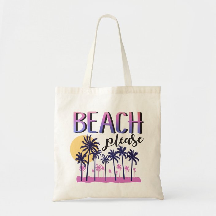 Beach Please Tote Bag ( Pink Colors) | Zazzle.com