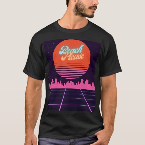 Beach Please Vaporwave T_Shirt