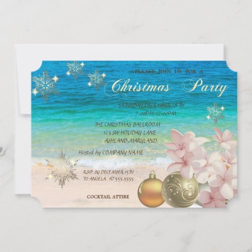 BeachPlumeriaChristmas Balls Corporate Party Invitation