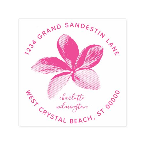 Beach Plumeria Floral Create Own Return Address Self_inking Stamp