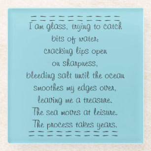 Beach Poetry Glass Coaster