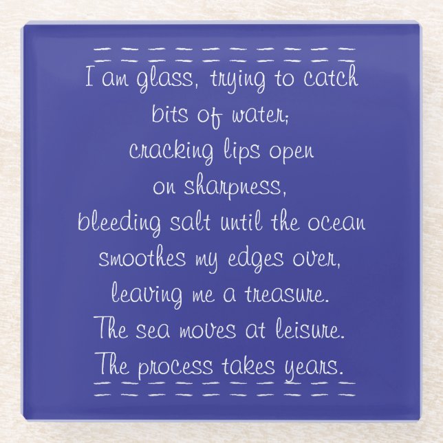 Beach Poetry Glass Coaster (Front)