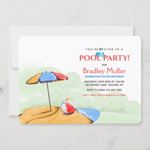 BeachPool Party Invitations