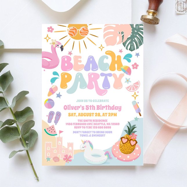 Beach Pool Party Summer Birthday Invitation (Creator Uploaded)