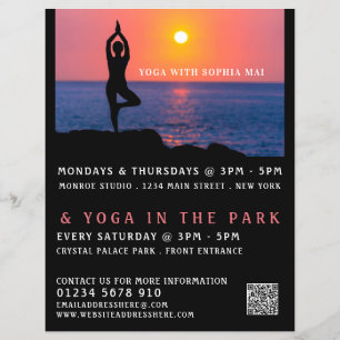 Beach Portrait, Yoga Class Advertising Flyer