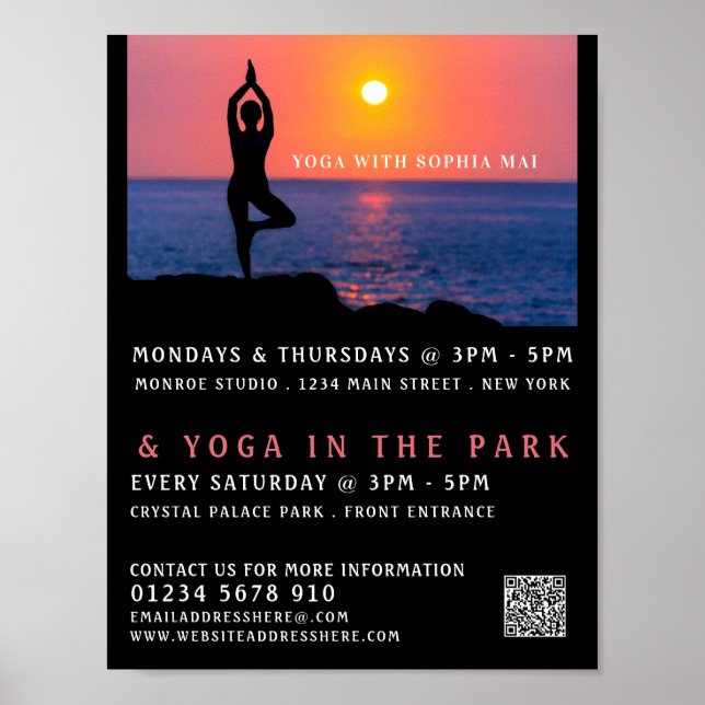 Beach Portrait, Yoga Class Advertising Poster (Front)
