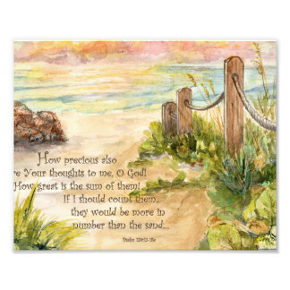 Beach Post Sunrise- Psalm 139:17-18a Photo Print