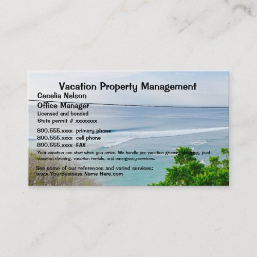 Beach Property Vacation Real Estate Business Card