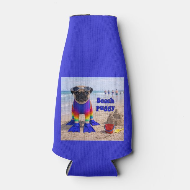 Beach Puggy Bottle Cooler (Front)