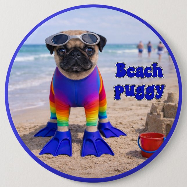 Beach Puggy Button (Front)
