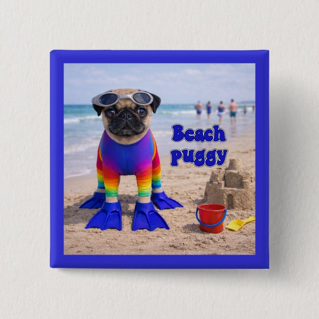 Beach Puggy Button (Front)