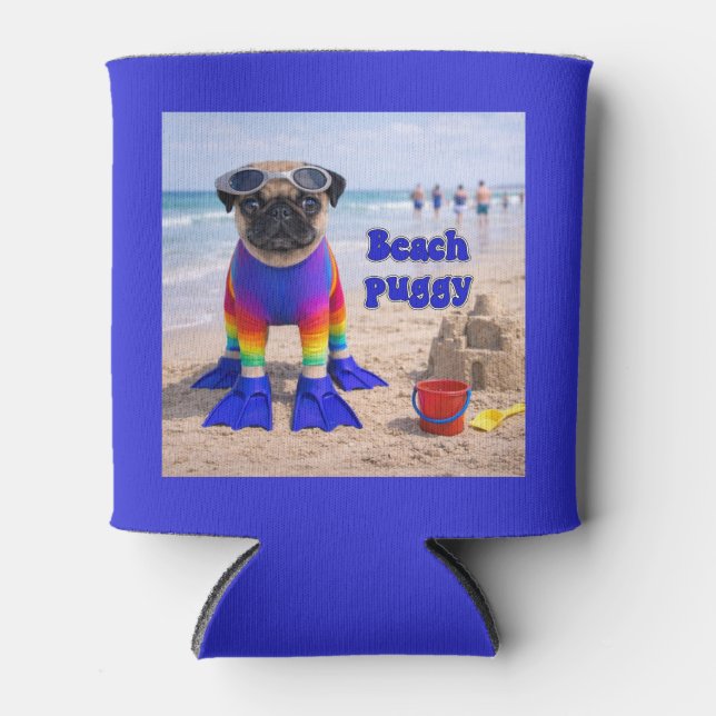 Beach Puggy Can Cooler (Front)