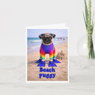 Beach Puggy Note Card