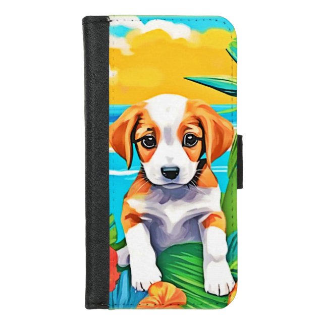 Beach Pup Paradise View iPhone Wallet Case (Front)