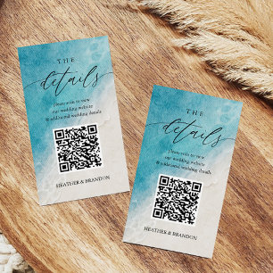 Beach QR Code Wedding Details  Enclosure Card
