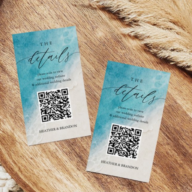 Beach QR Code Wedding Details  Enclosure Card (Creator Uploaded)