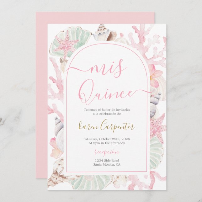 Beach Quinceanera Invitation (Front/Back)