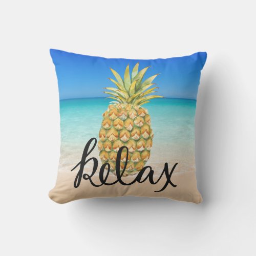 Beach Quote Relax Waves Reversible Outdoor Pillow