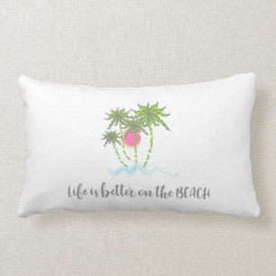 Beach Quote Tropical Summer Unique Cool Lumbar Pillow