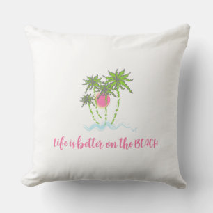 Beach Quote Tropical Summer Unique Cool Throw Pillow