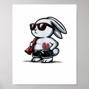 Beach Rabbit Bunny Beach-Goer Summer Poster