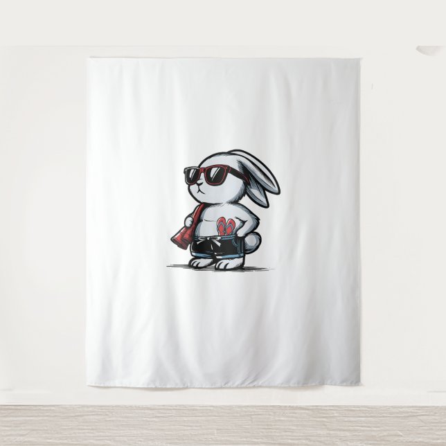 Beach Rabbit Bunny Beach-Goer Summer  Tapestry (Front)