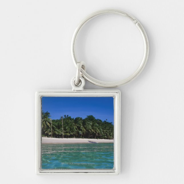 Beach, raft in a distance keychain (Front)