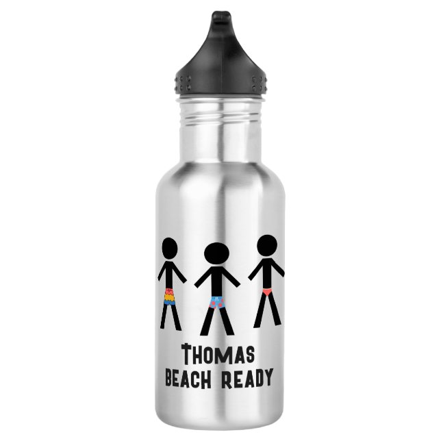 Beach Ready - Three Dressed Guys Stainless Steel Water Bottle (Right)