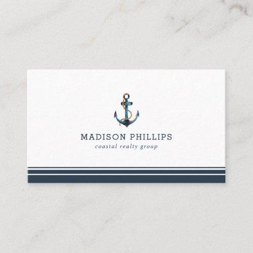 Beach Real Estate Agent Anchor Nautical Themed Business Card