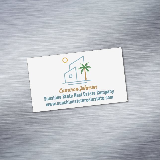 Beach Real Estate Company Coastal Realtor Business Card Magnet (In Situ)