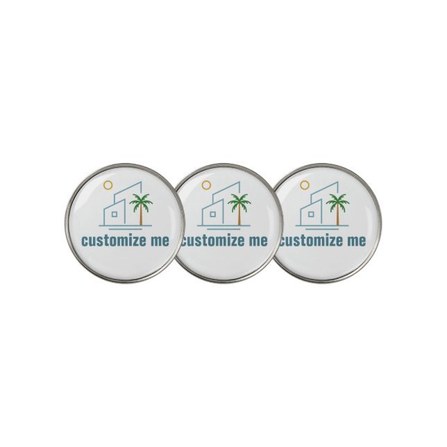 Beach Real Estate Company Custom Coastal Realtor Golf Ball Marker (3 Up)