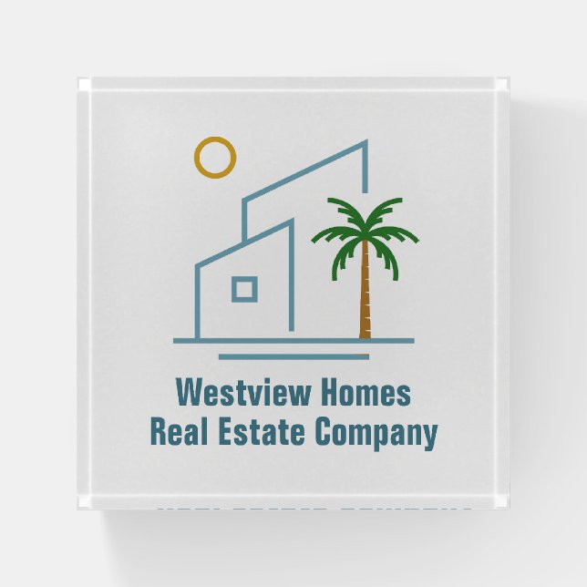 Beach Real Estate Company Custom Coastal Realtor Paperweight (Front)