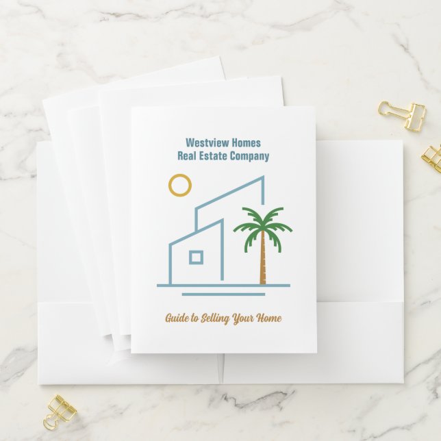 Beach Real Estate Company Custom Coastal Realtor Pocket Folder (In Situ)