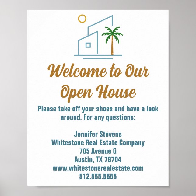 Beach Real Estate Company Custom Open House Poster (Front)