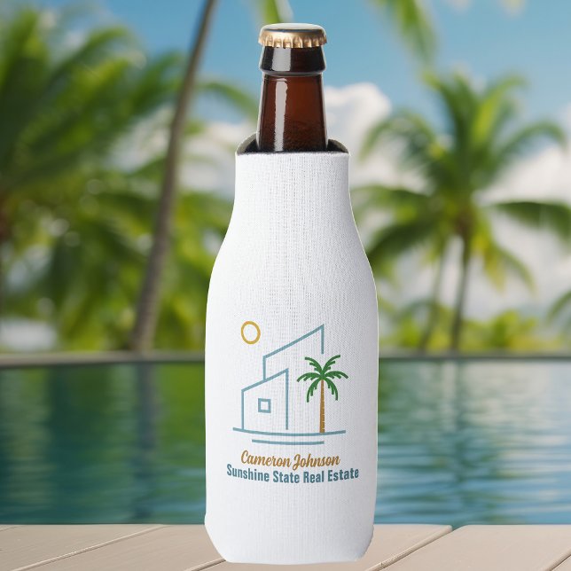 Beach Real Estate Company Cute Customizable Bottle Cooler (Creator Uploaded)