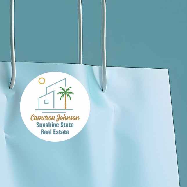 Beach Real Estate Company Cute Customizable Classic Round Sticker (Creator Uploaded)