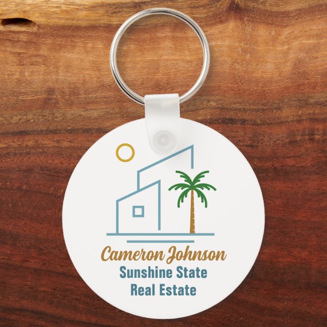 Beach Real Estate Company Cute Customizable Keychain (Front)