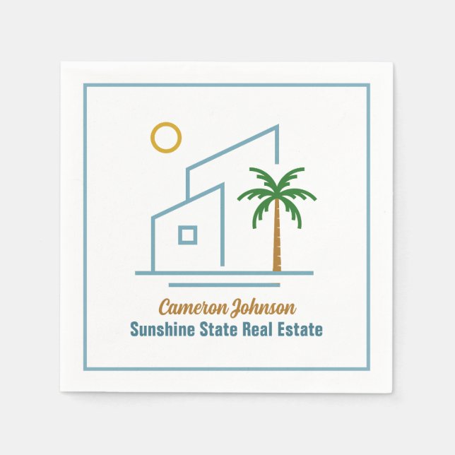 Beach Real Estate Company Cute Customizable Napkins (Front)