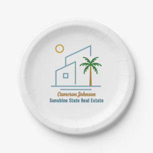 Beach Real Estate Company Cute Customizable Paper Plates
