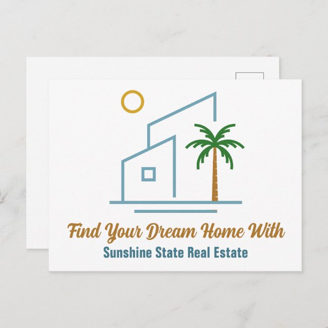 Beach Real Estate Company Cute Customizable Postcard (Front/Back)