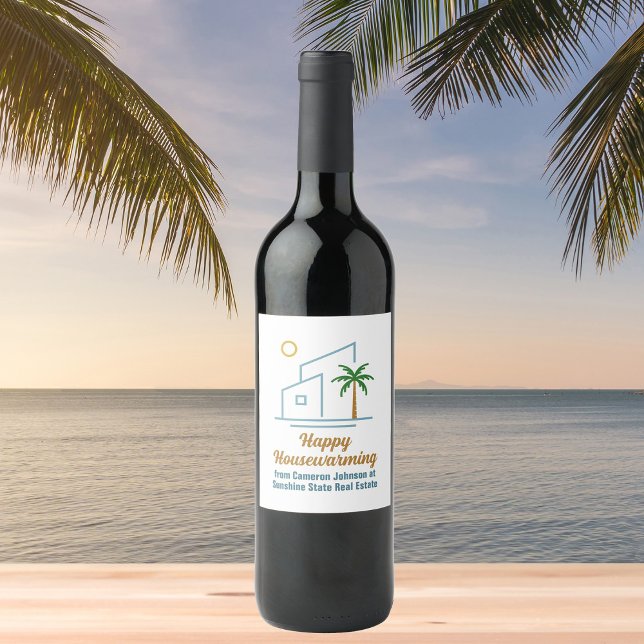 Beach Real Estate Company Cute Customizable Wine Label (Creator Uploaded)